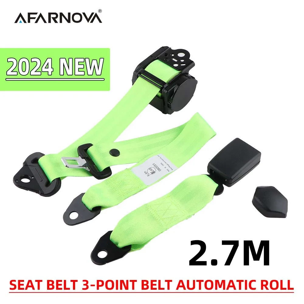 Seat belt 3-Point Belt Automatic Roll Safety Belt Universal Adjustabl Fluorescent Green Car Truck Bus Fit For Most Car