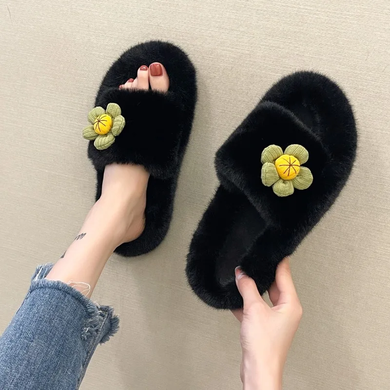 

2025 новые женские модные хит продаж, теплые пушистые тапочки с круглым носком, осенне-зимние новые стильные хлопковые тапочки