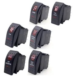 Waterproof 12V 24V ON-OFF 5 Pin Car Boat Caravan Rocker Switch Dual Red LED Light Bar For MUSIC INTERIOR LIGHT FAN FUEL PUMP
