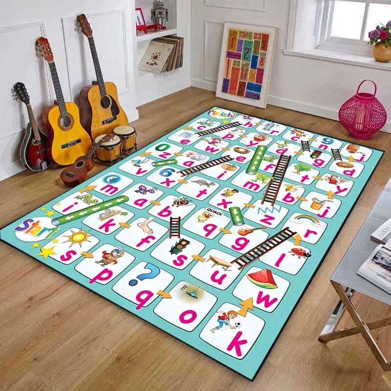 Game Snakes and Ladders Pattern Floor Rug Carpets Living Room Bedroom Bedside Bathroom Floor Mat Area Rug Kids Room Play Mat