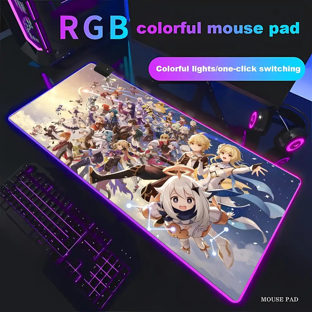 RGB Anime Mousepad Genshin Impact Mouse Pads Gamer Mat Accessories Desk Protector Keyboard Pads Computer Desks Gaming Mats XAXC