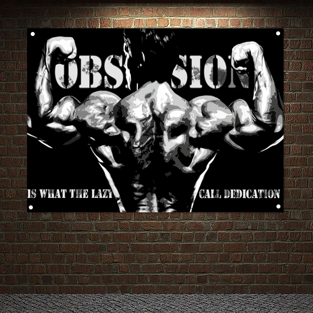 

Man Muscular Body Poster Wall Hanging Workout Bodybuilding Banner Fitness Exercise Encouragement Tapestry Painting Gym Decor