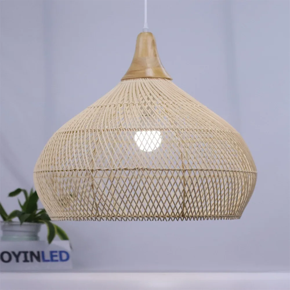 JOYINLED Pendelleuchten Vintage Handgefertigte Rattan-Lampe Japanischer Stil Wabi Sabi Beleuchtung für Kücheninsel Loft Esszimmer Licht – Detail 7