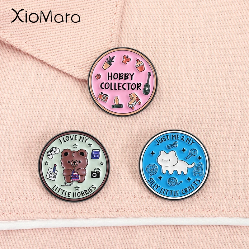 Amo mis pequeños pasatiempos, Pin esmaltado, Just Me y mis pequeños tontos, manualidades, coleccionista de pasatiempo, broche de pasatiempo diario, insignia para mochila, joyería