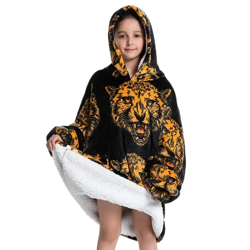 Übergroße Wearale Decke Hoodie Flanell Sherpa Fleece Warm Weich Winter Hoodie Sweatshirt für Kinder Erwachsene Kuscheln – Detail 14