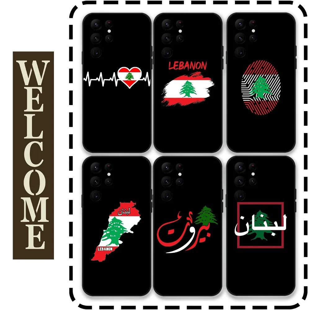 Lebanon Flag Map Phone Case for Samsung Galaxy S24 Ultra S22 S23 Ultra S21 S20 5G Protective Silicone TPU Funda