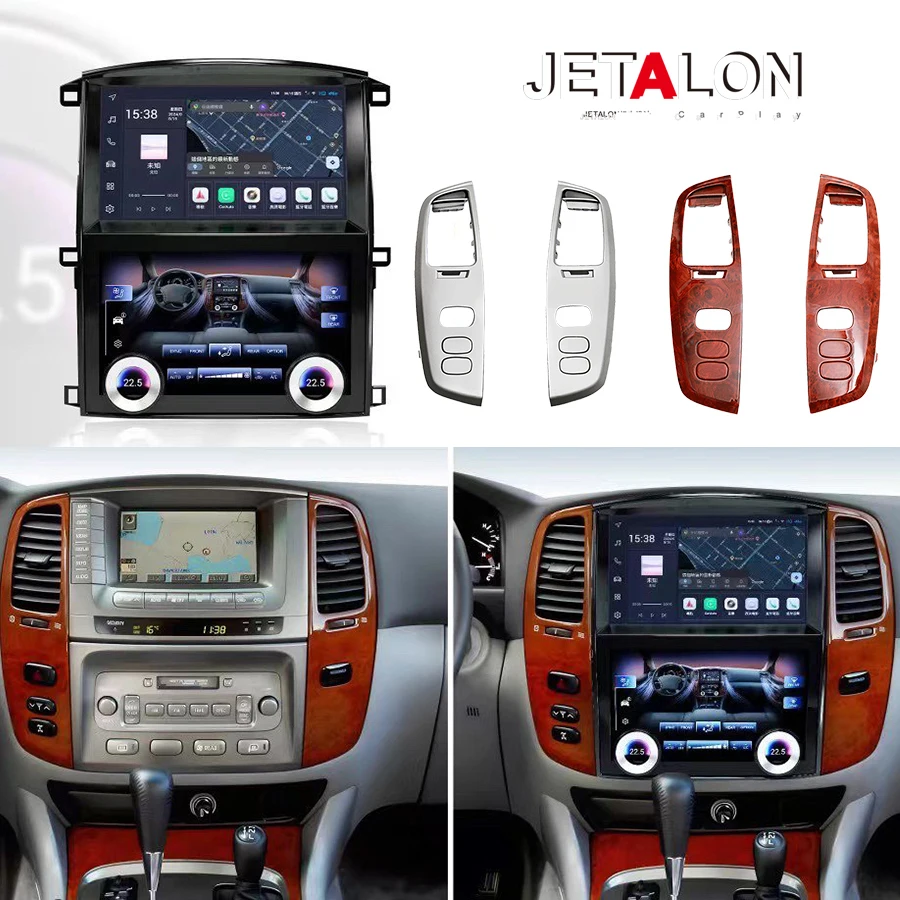 10inch Multimedia System+Climate Control Double Car Screen For Toyota Land Cruiser 100 LC100 Lexus LX470 Android13 Carplay Radio