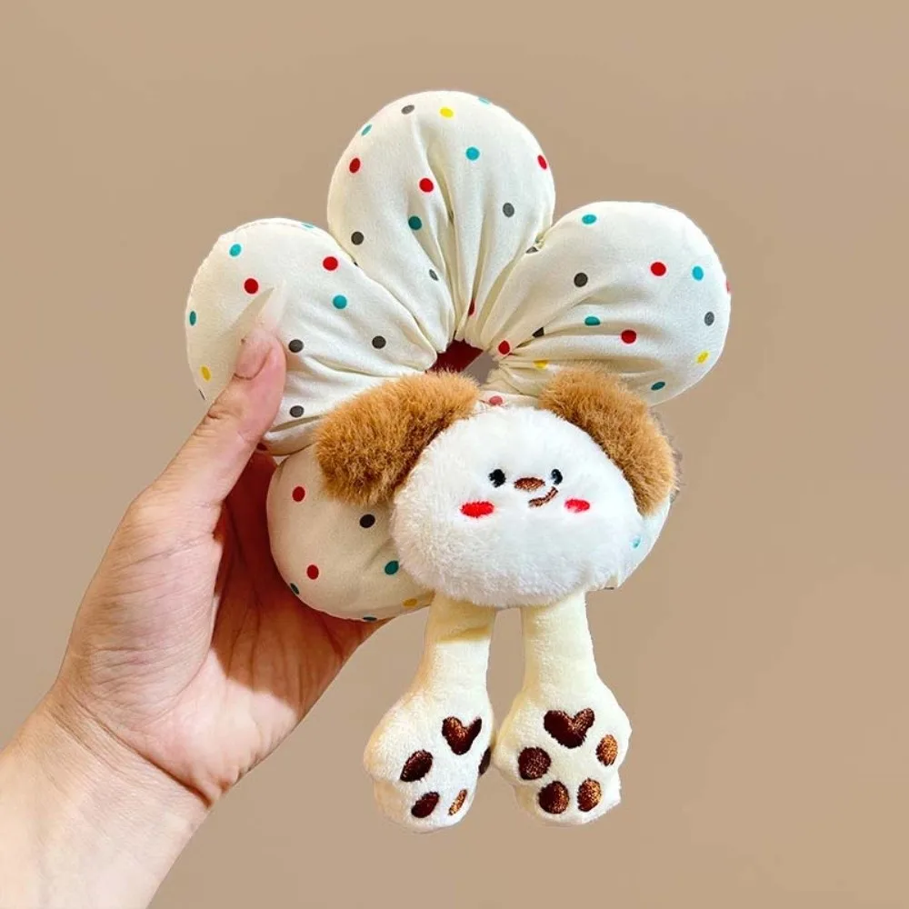 شخصية الكرتون الحيوان بعقب الشعر حبل لطيف التطريز منقوشة زهرة الشعر الدائري القماش مطاطا كعكة الأربطة المطاطية الفتيات