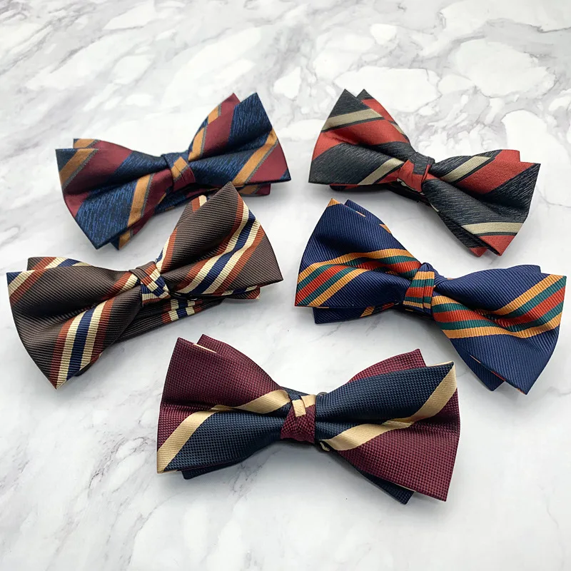 Trendy Bowtie For Men Polyester Red Paisley Dots Bow Ties Wedding Party Groom Casual Bowknot Elegant Striped Formal Suit Cravat