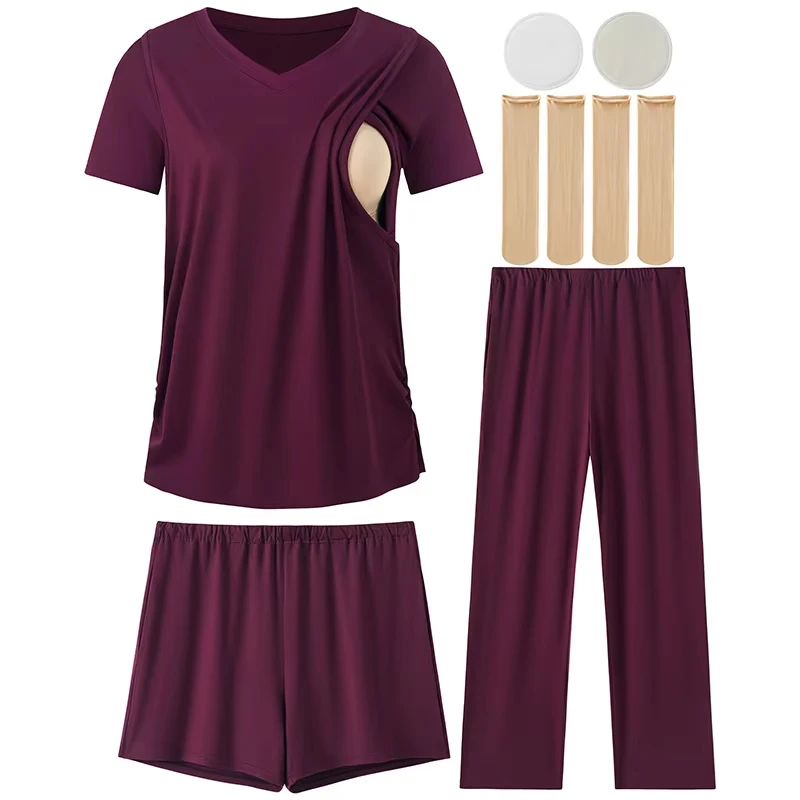 

Maternity Postpartum Nursing Clothes Breastfeeding Casual Wear Suit Maternity Pajamas Home Wear Set