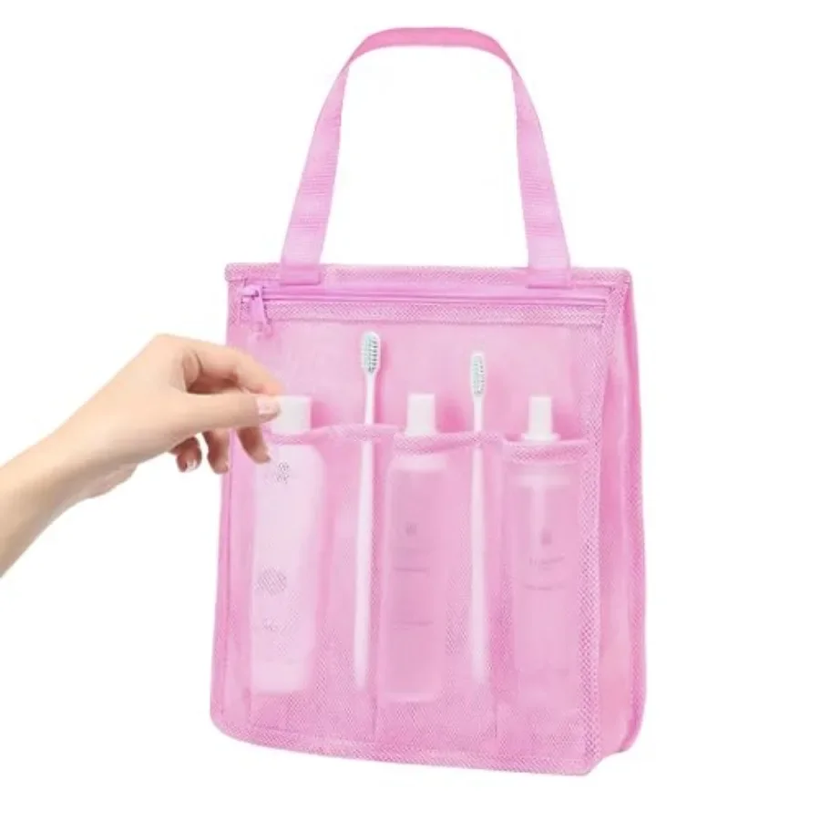 

Портативная сетчатая душевая кабина с застежкой-молнией для путешествий, тренажерного зала, кемпинга, плавания, пляжа и общежития, подвесные туалетные принадлежности и ванны O