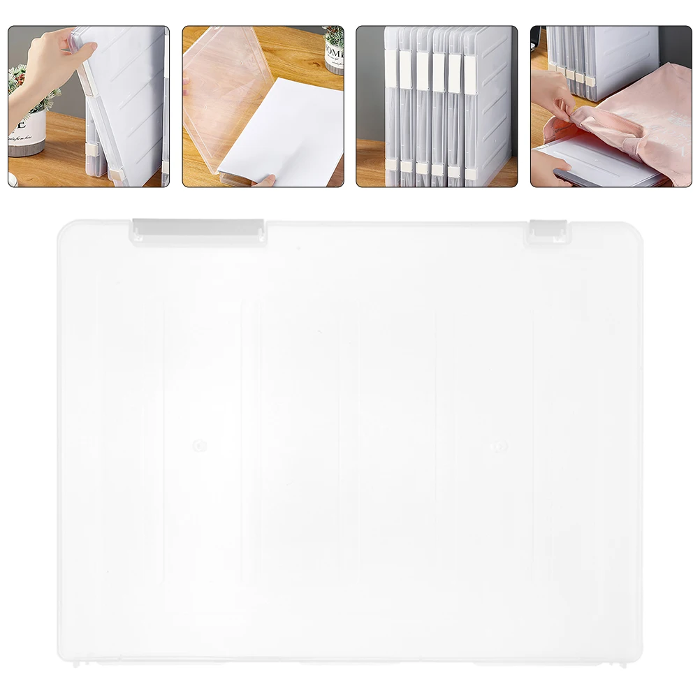

2pcs Clear Box Stackable Document Storage Organizer Snap-Tight Lid Office File Container Transparent Paper Holder