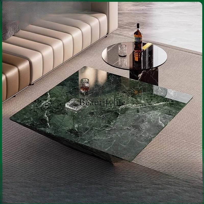 

*Итальянский светлый роскошный натуральный журнальный столик для гостиной, дома, высококачественный мраморный журнальный столик