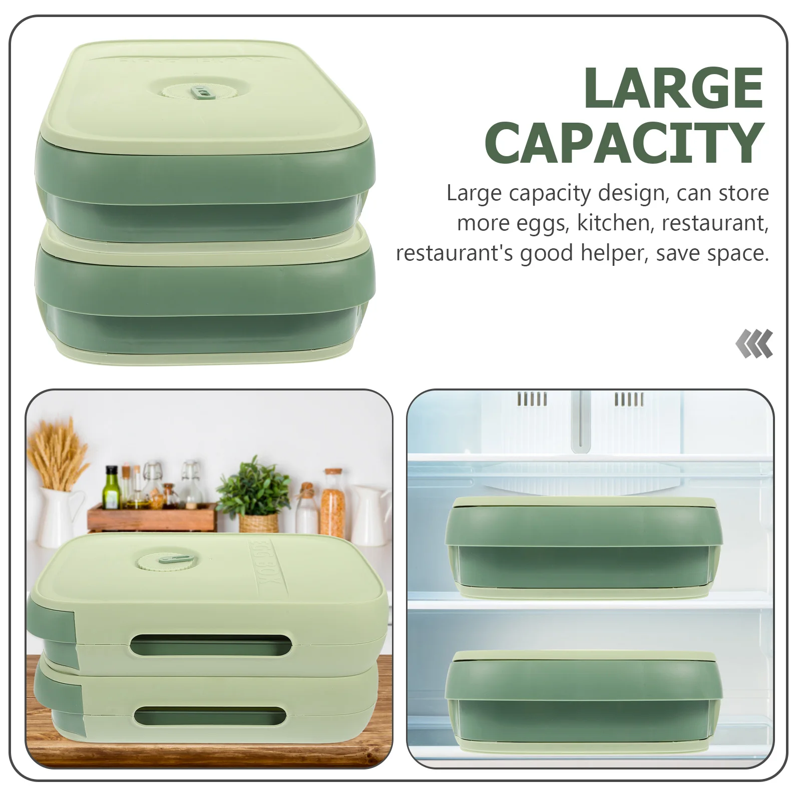 

2pcs Durable Pp Material Refrigerator Egg Storage Box Large Capacity Drawer Type Automatic Rolling Design Fridge Organizer Case