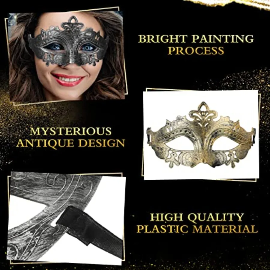 60 قطعة قناع تنكر السائبة خمر قناع البندقية العتيقة للنساء الرجال كرنفال هالوين ماري العشب زي حفلة-أنيقة H #4