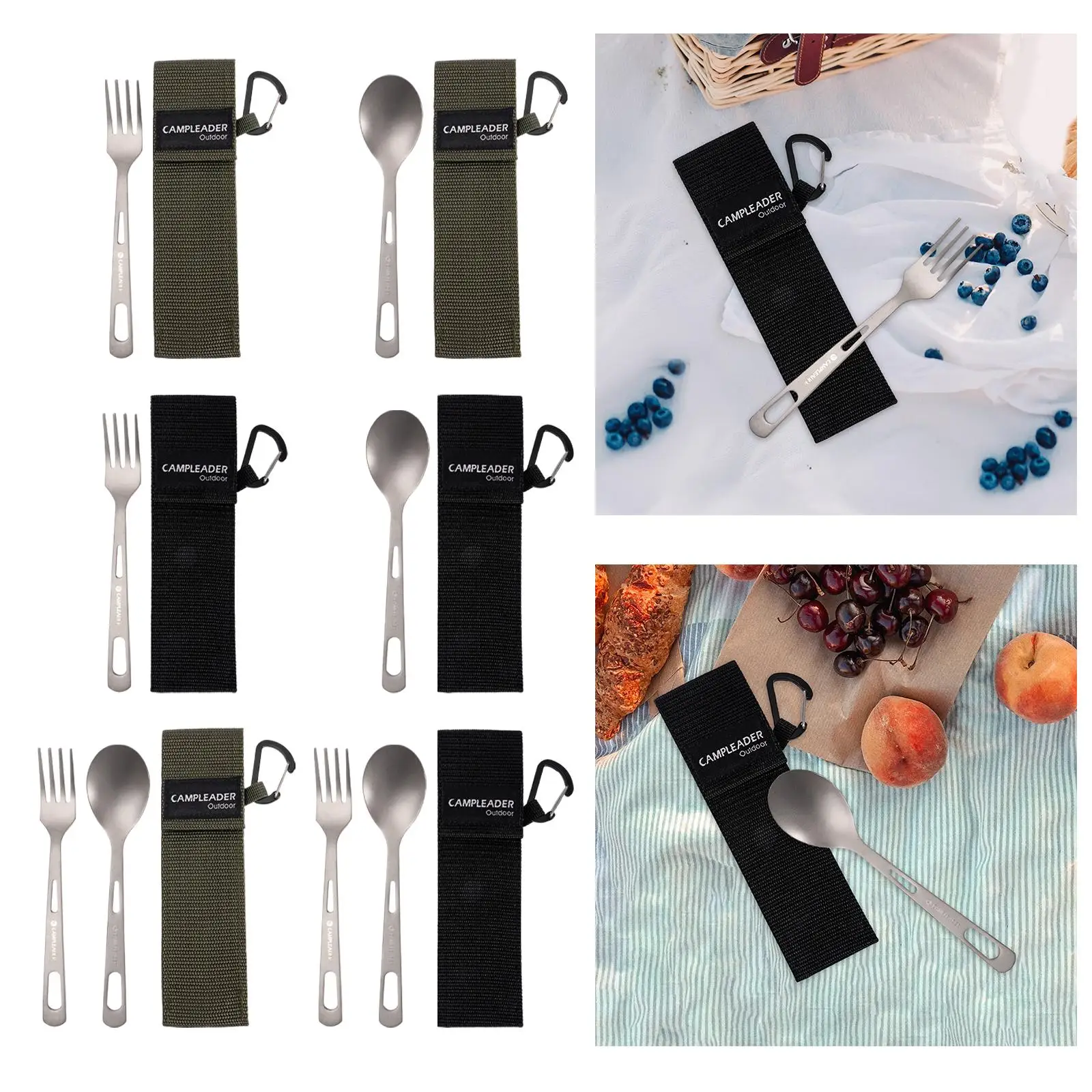 

Портативная посуда для кемпинга с сумкой для хранения, сверхпрочная длинная ручка для кемпинга