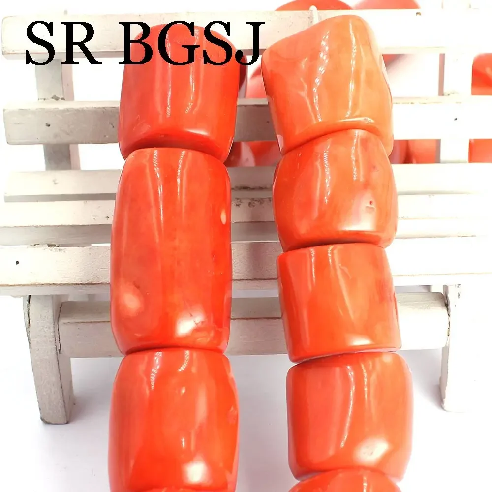 18-20mm Wholesale Genuine Orange Natural Coral Drum Column Loose Big Charm Beads For Diy Jewelry Making