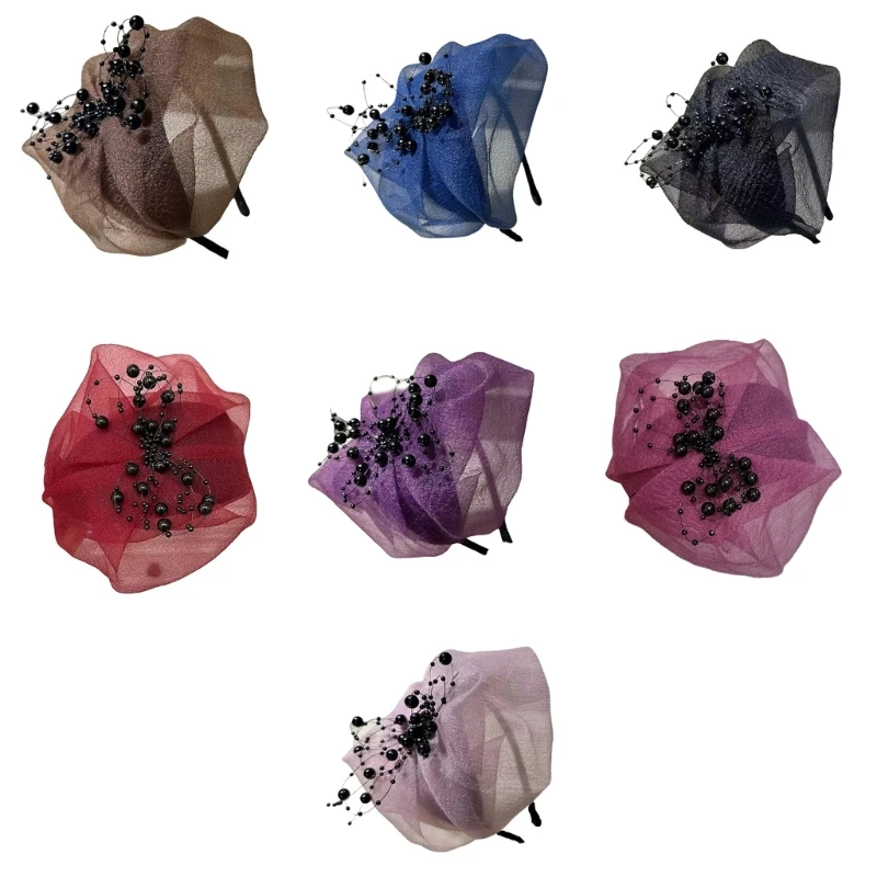 Crepe Half Hat Ruffle Tulle Hairhoop Stage Props Haircovers Theme Event Supply DXAA