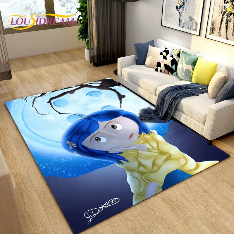 3D Cartoon Coraline Area Rug,Carpet Rug for Living Room Children\'s Bedroom Sofa Yoga,Kids Play Game Crawling Non-slip Floor Mat