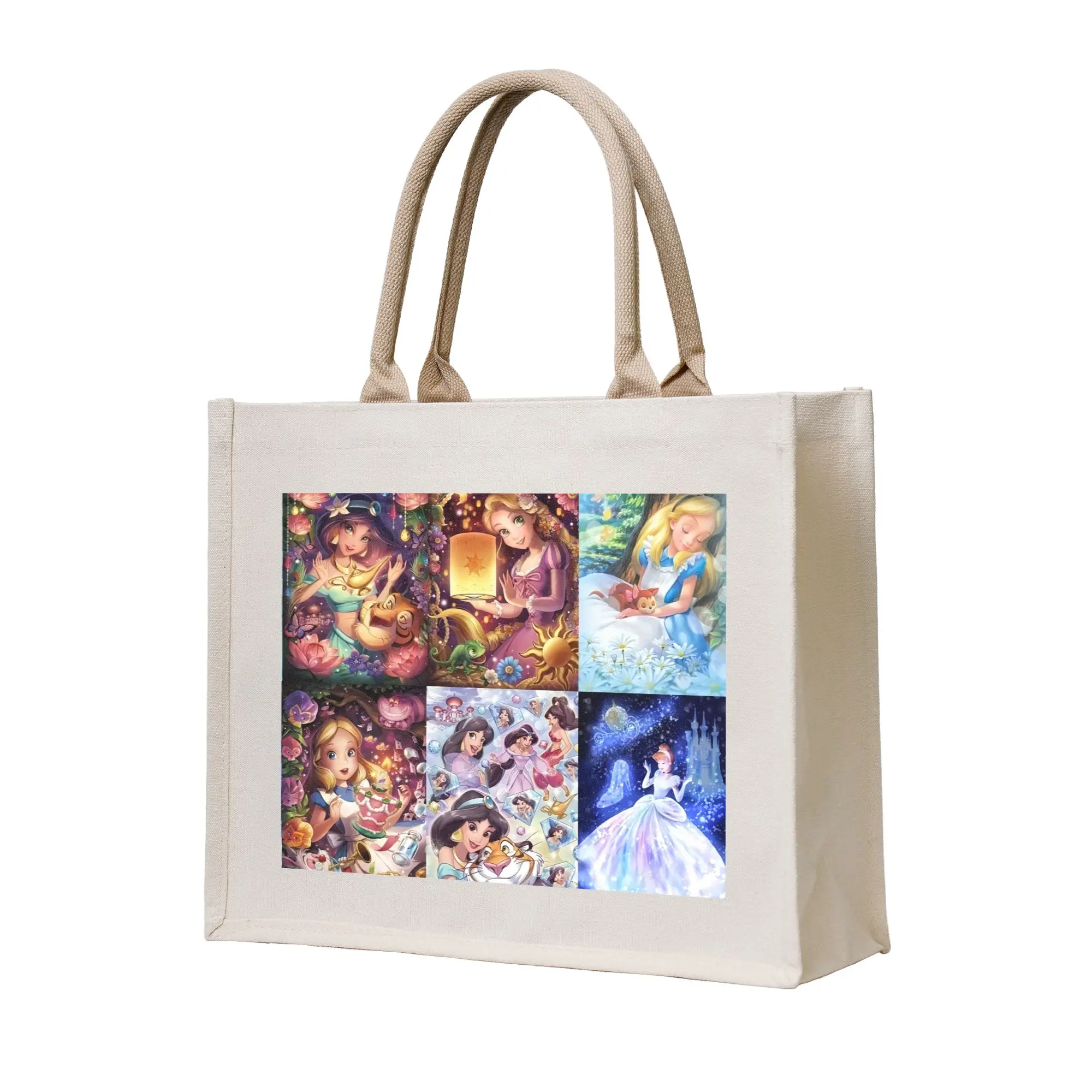 

Сумка-шоппер с принтом «Приключения Алисы в Стране чудес» для женщин, портативная сумка для покупок, многоразовая сумка для продуктов.