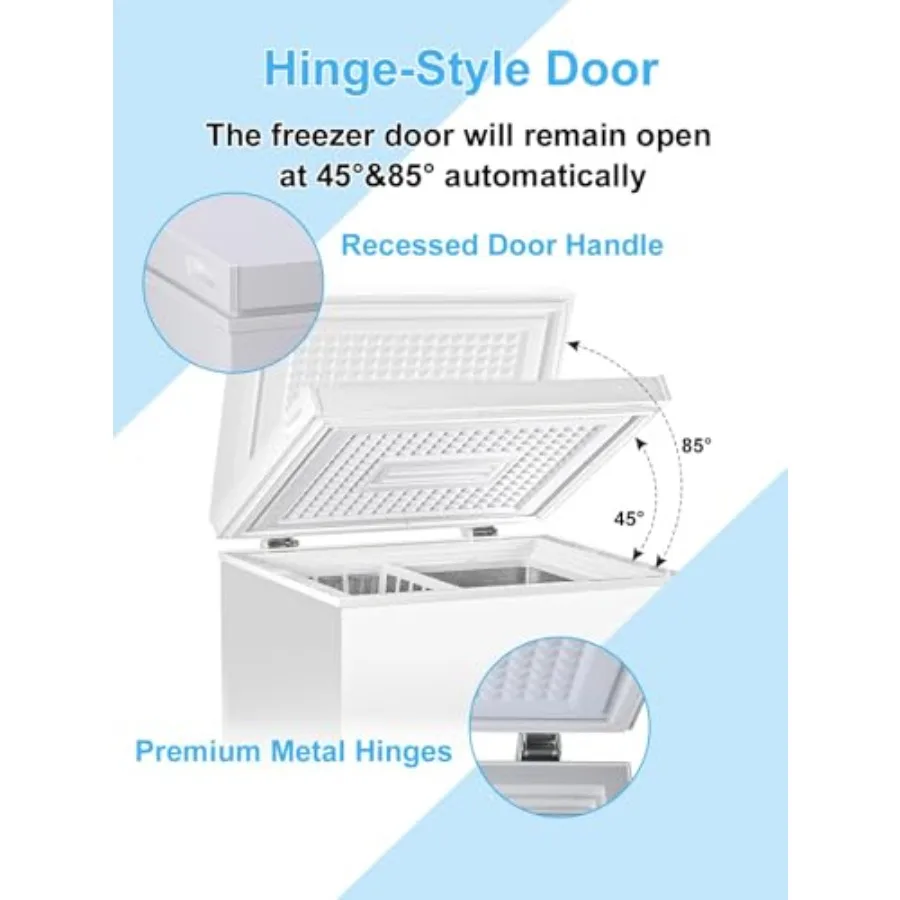 فريزر صدر مدمج 7.0 قدم مكعب مع باب مفتوح علوي وسلة تخزين قابلة للإزالة للاستخدام المنزلي أو المرآب 7 سرعات لدرجة الحرارة #6