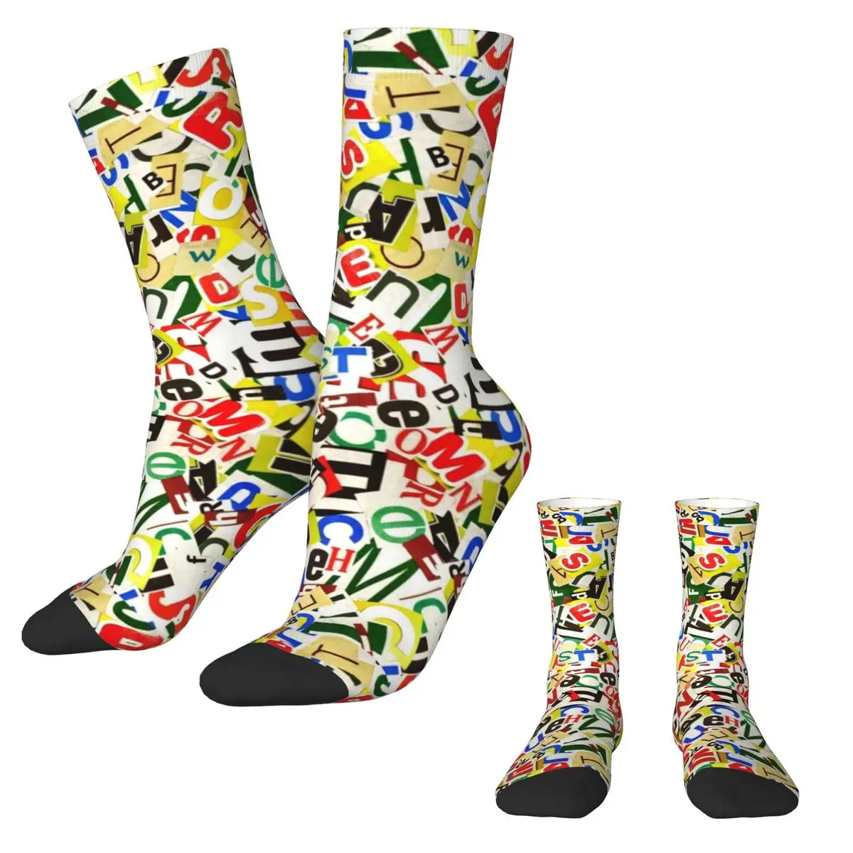 Abstract Letters Socks Colorful Alphabet Casual Stockings Women Men Soft Breathable Running Sports Socks Winter Non Slip Socks