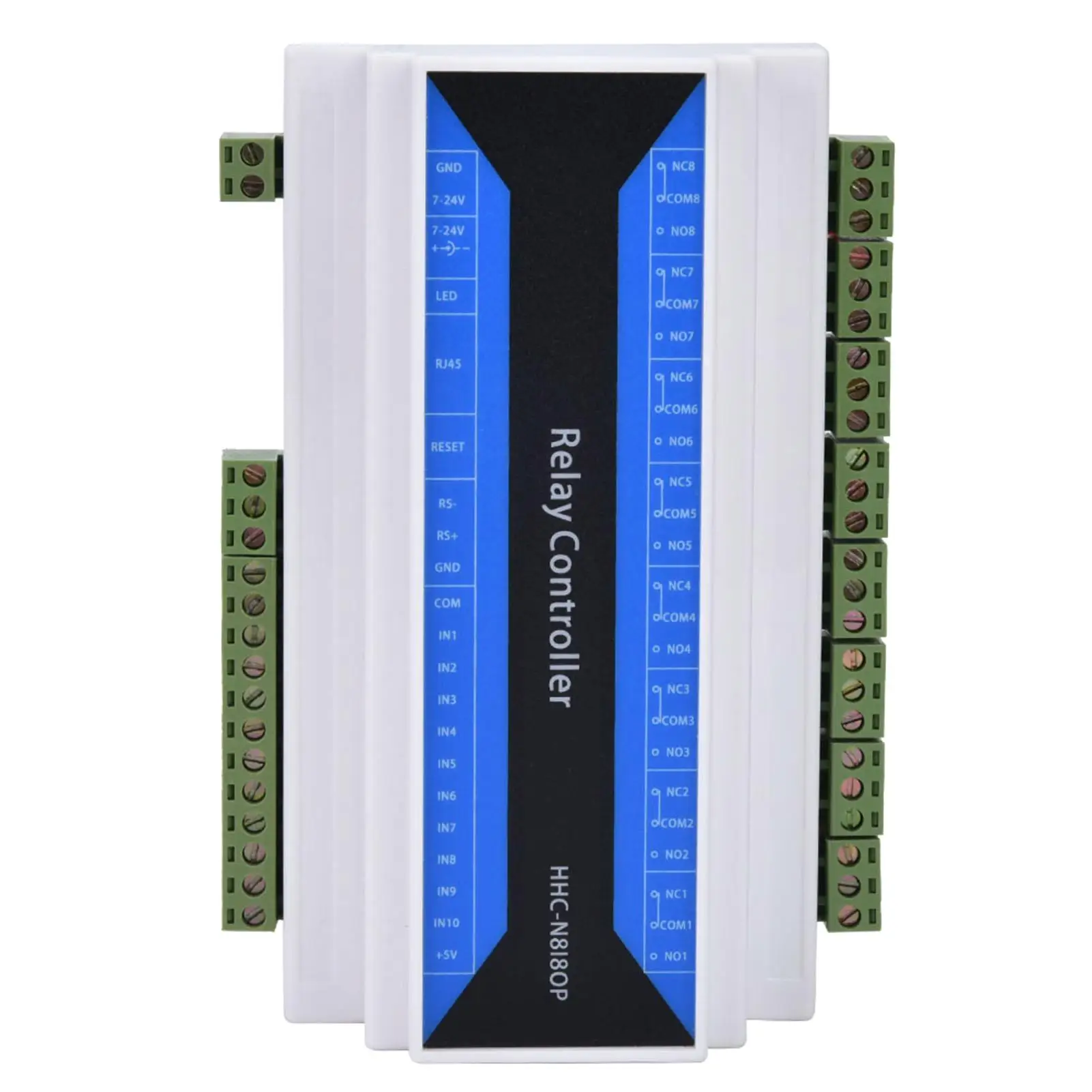 

8-Ch DC7-24V TCP Relay Module with Remote Control, Ethernet to RS485, Independent Security Output