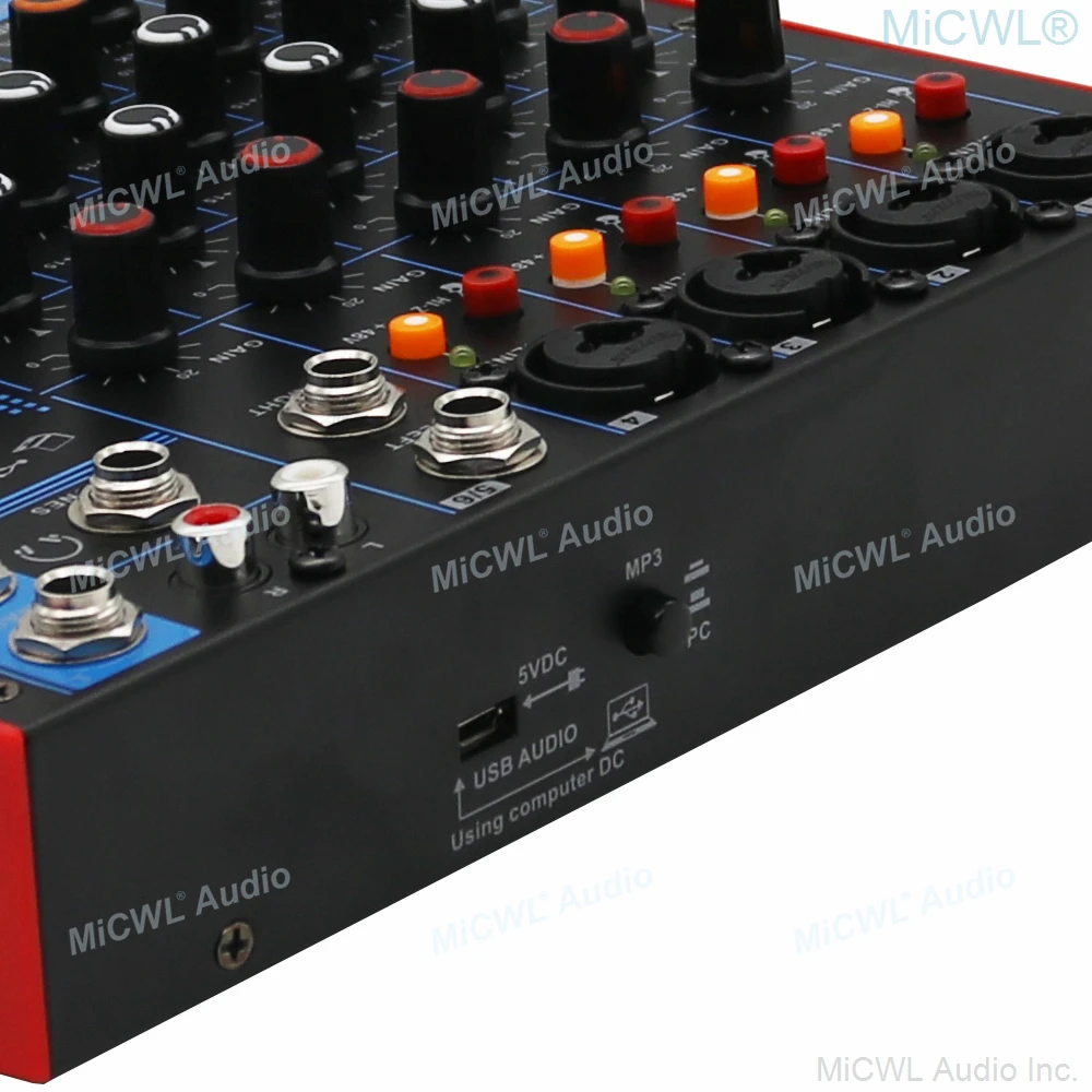 CK6 6 Channel Microphone Sound Mixing Console Guitar Live Performance Mixer USB 48V For Wireless Wired Amplifier Effector