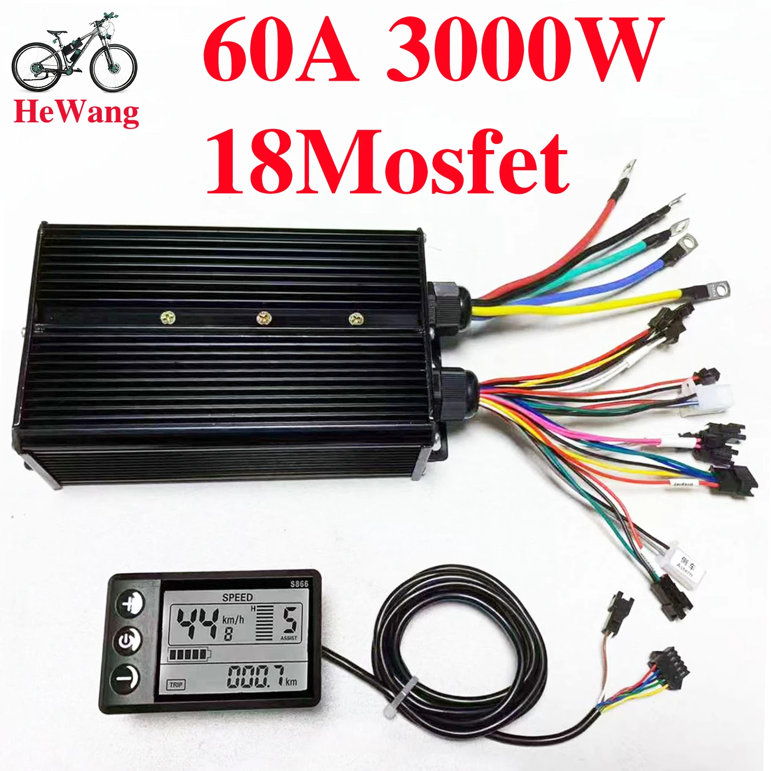 

2500W 3000W 36V 48V 52V 60V 64V 60A Brushless motor 3mode sine wave controller with s866 LCD For UART E-Bike scooter Motorcycle