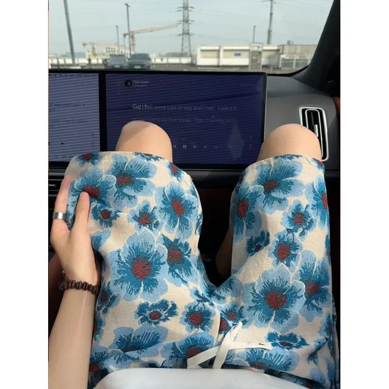 

Men's Floral Print Drawstring Shorts Casual Loose Summer Beach Vaion Pants