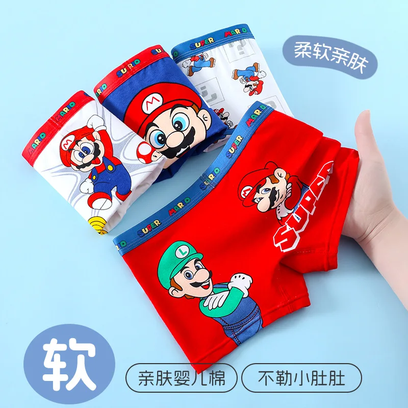 

4PCS Super Mario Underwear Children's Underpants Boys Cotton Panties underwear Kids Boxer Briefs Gift