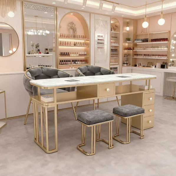 ！@Modern Luxury Wood Manicure Table and Chair Set for Salon Mall-Eco-Friendly Durable Nail Care
