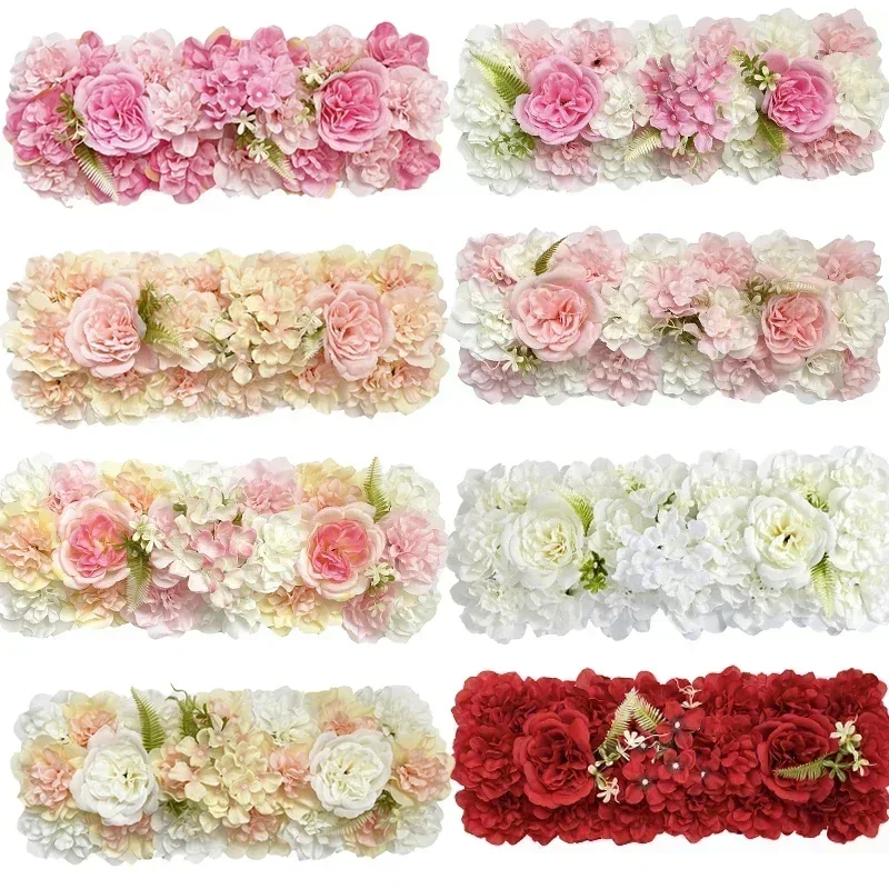 Artificial Rose Flower Panel For Wedding Decor Party Bridal Shower Decor Fake Silk Roses Arc Floral Flower Pink Series