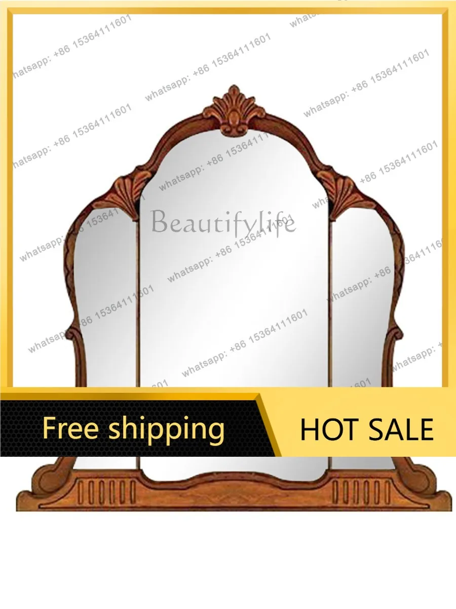 LS retro dressing wall-mounted decorative mirror light luxury entrance French bathroom cosmetic mirror