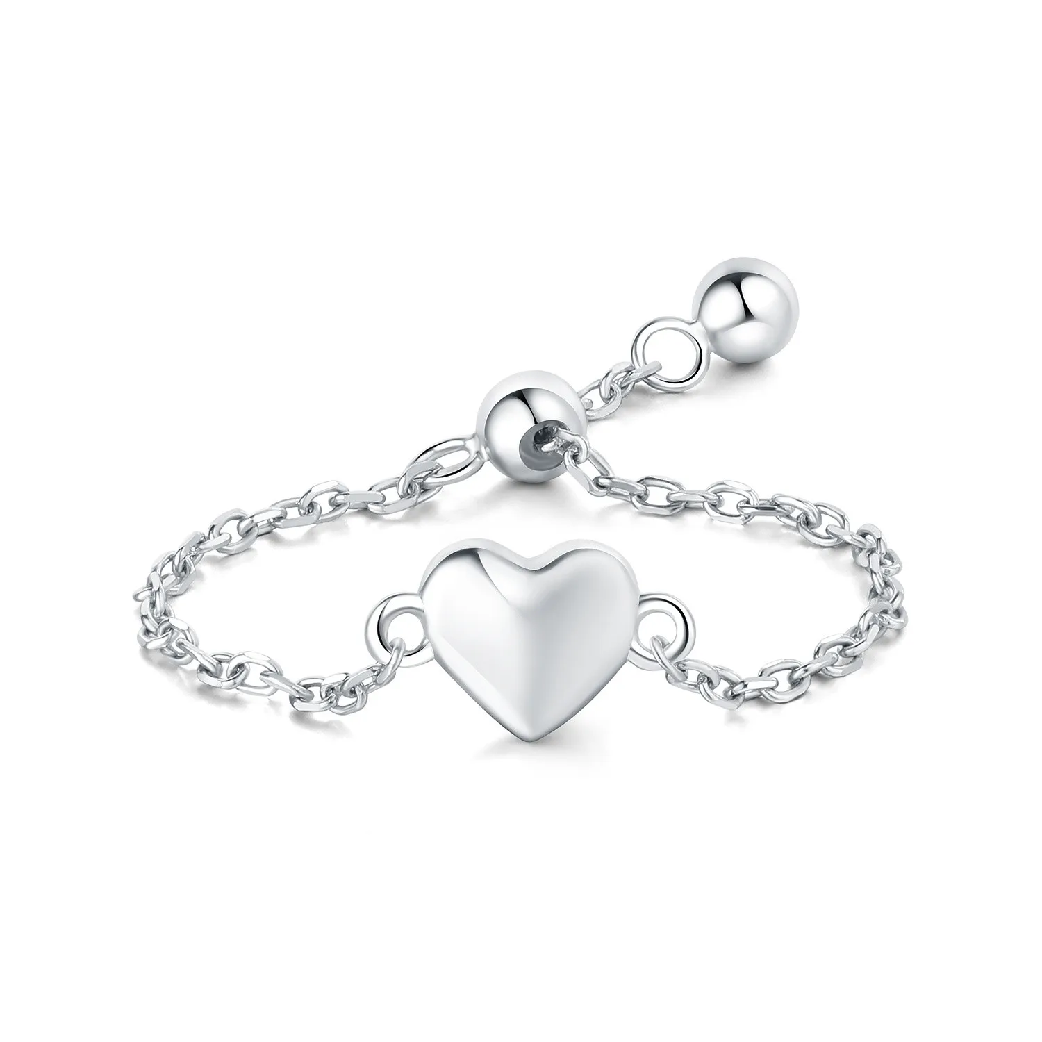 

Orstarry S925 Sterling Silver Heart Adjustment Chain Opening Ring For Women Original Finger Ring Jewelry Party Trendy Gifts