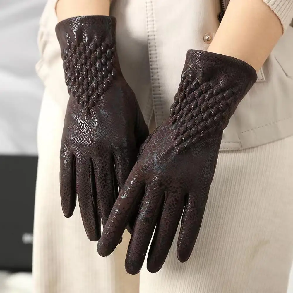 

Thermal Women Gloves Women's Winter Cycling Gloves with Snakeskin Design Touchscreen Compatibility Anti-slip Grip for Cold