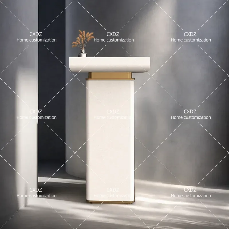 Leather reception table, welcome desk of 4S store at the front desk of light luxury company, simple and modern information
