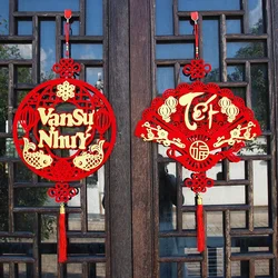 빨간 중국 매듭 플란넬렛, 새해 펜던트, 용수철 축제 장식, 베트남 가정 창문, DIY 파티 장식