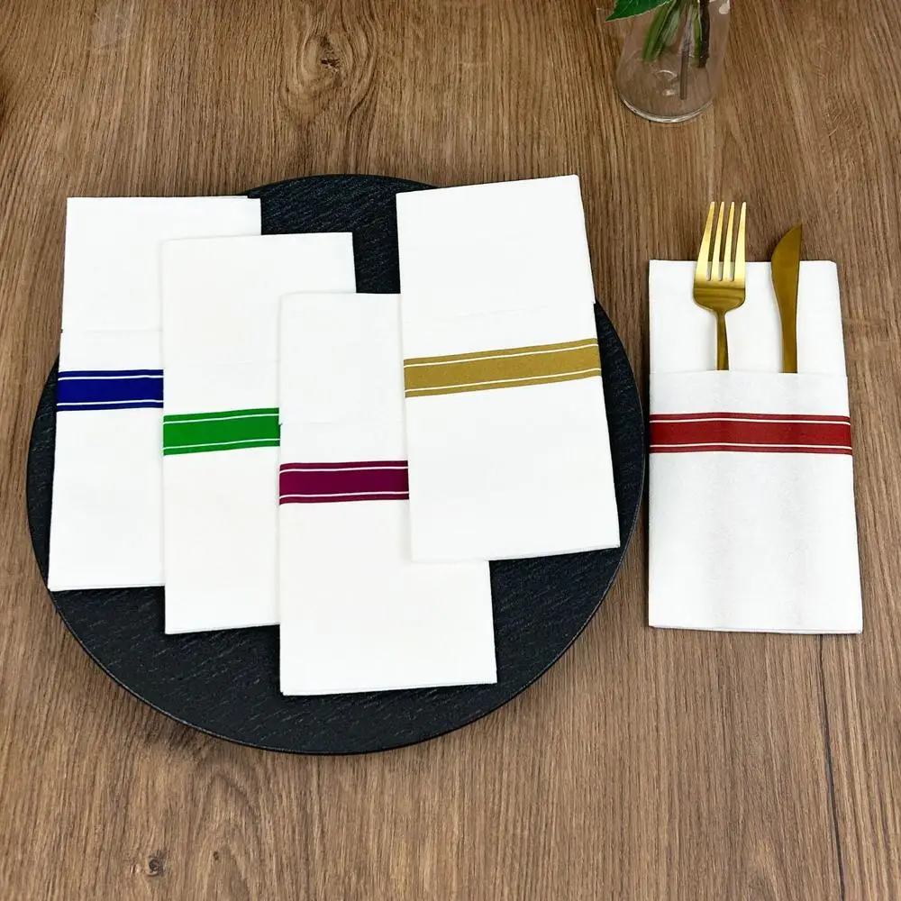 25pcs Cutlery Bag Disposable Dust-Free Paper Towels Hotel Restaurant Cloth Pad Cutlery Paper Dining Table Knife and Fork Pad