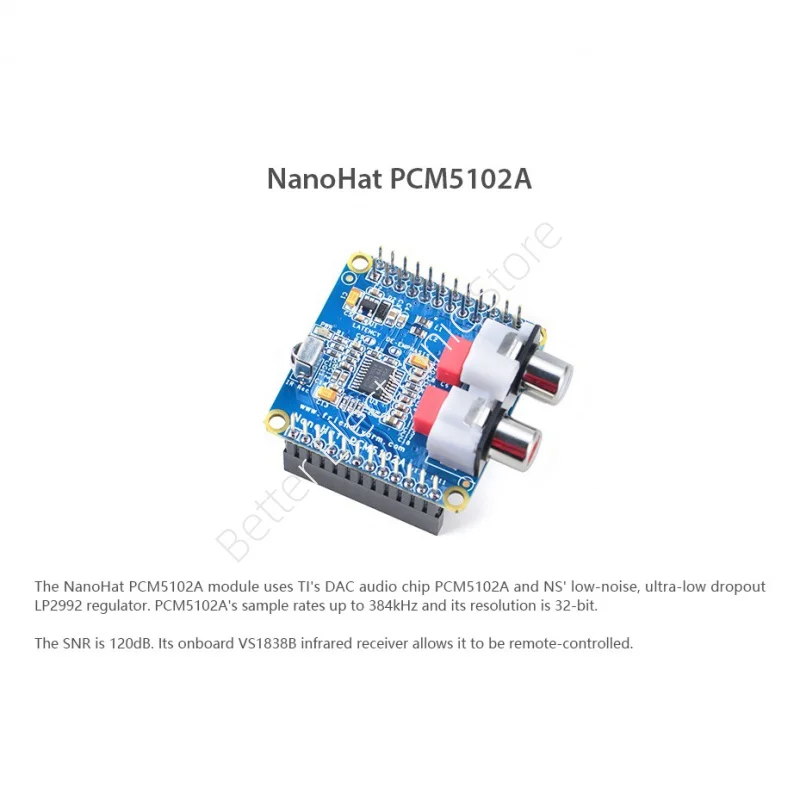 

Аудио расширение NanoHat PCM5102A - Совместимо с платами разработки NanoPi NEO и NEO Air​