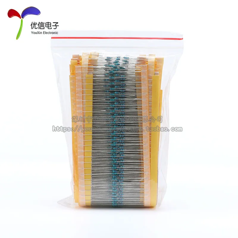 1/6W ± 1% Common component package, five-color ring resistance package 1 ohm-1M ohm, a total of 30 kinds, 50 of each