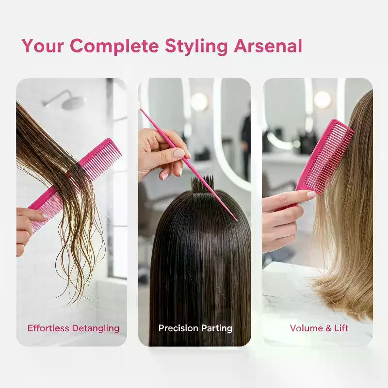 8Pcs Anti-static Hairdressing Hair Detangler Comb Portable Haircut Comb Set Makeup Barber Haircare Styling Tool Brush Suits