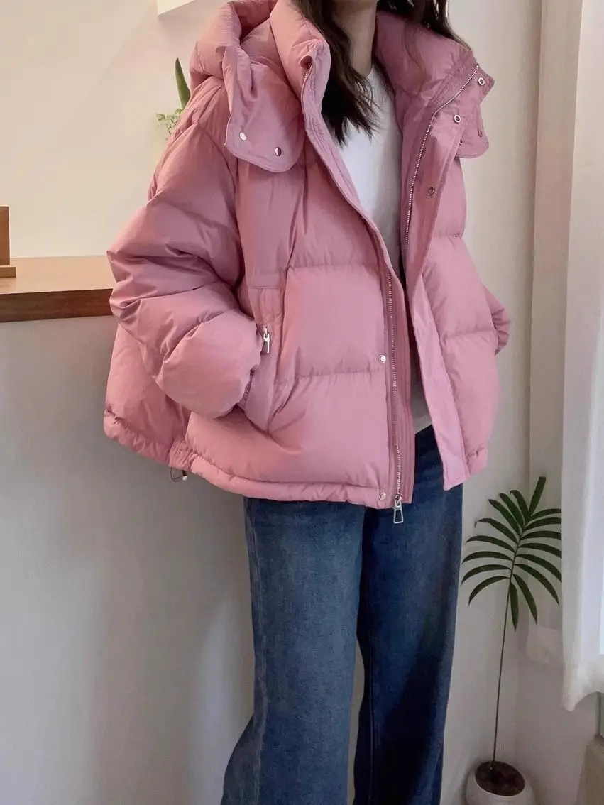 

Fashionable Parka Women's Jacket Korean Version New Autumn Winter Loose Hooded Thickened Warm Cropped Cotton Jacket Women's Top