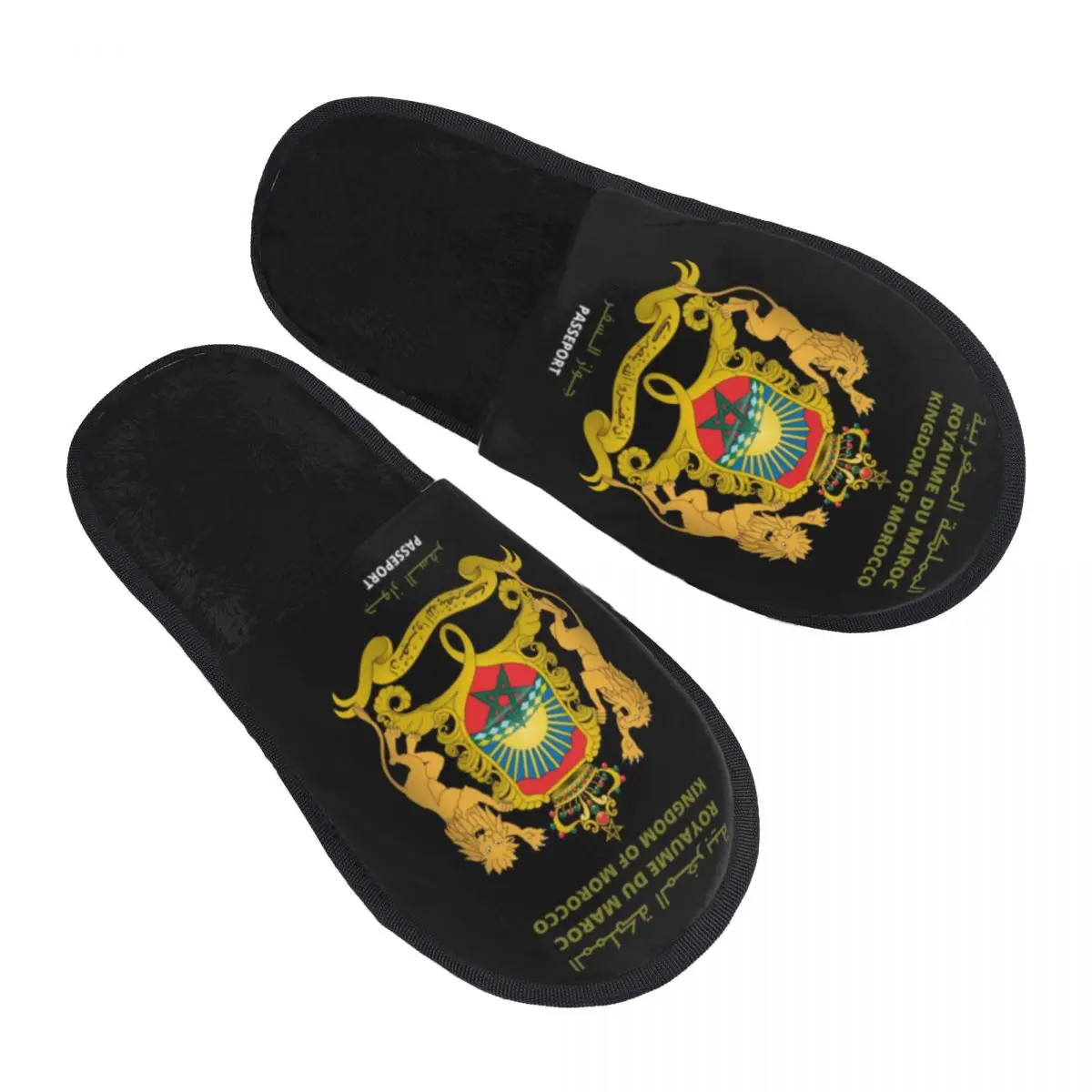 Custom Moroccan Passport House Slippers Women Cozy Memory Foam Kingdom Of Morocco Slip On Hotel Slipper Shoes