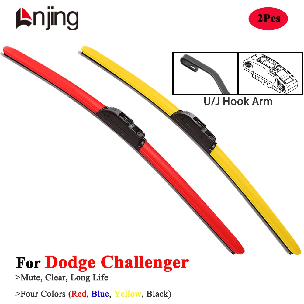 

LNJING Colorful Red Wiper Blades For Dodge Challenger SRT Hellcat 2008 2012 2015 2018 2020 2022 2023 Model Car Accessories Parts