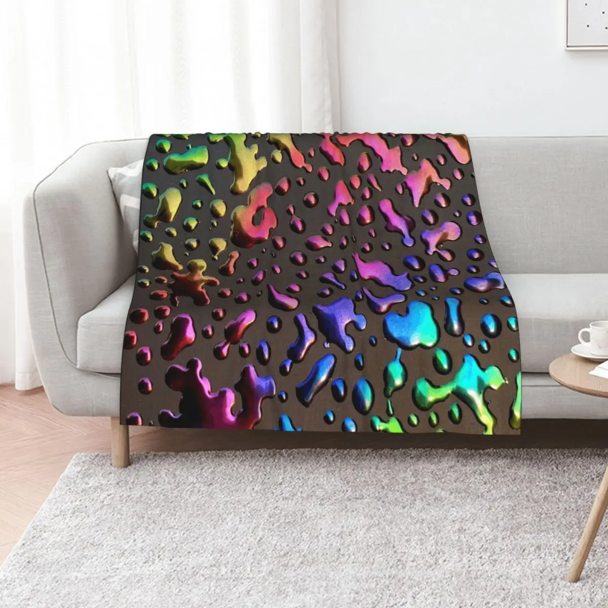 Oil Slick Raindrops Throw Blanket Cute Beautifuls Furrys warm for winter Fashion Sofas Blankets Sofas Of Decoration Blankets