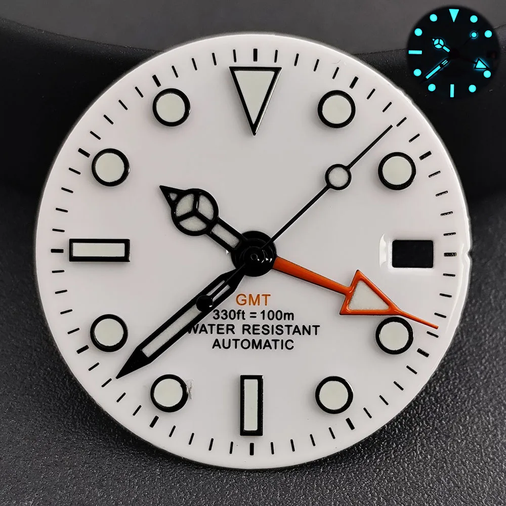 NH34 dial GMT dial white black index suitable for NH34 movement NH34 case NH34 pointer watch accessories