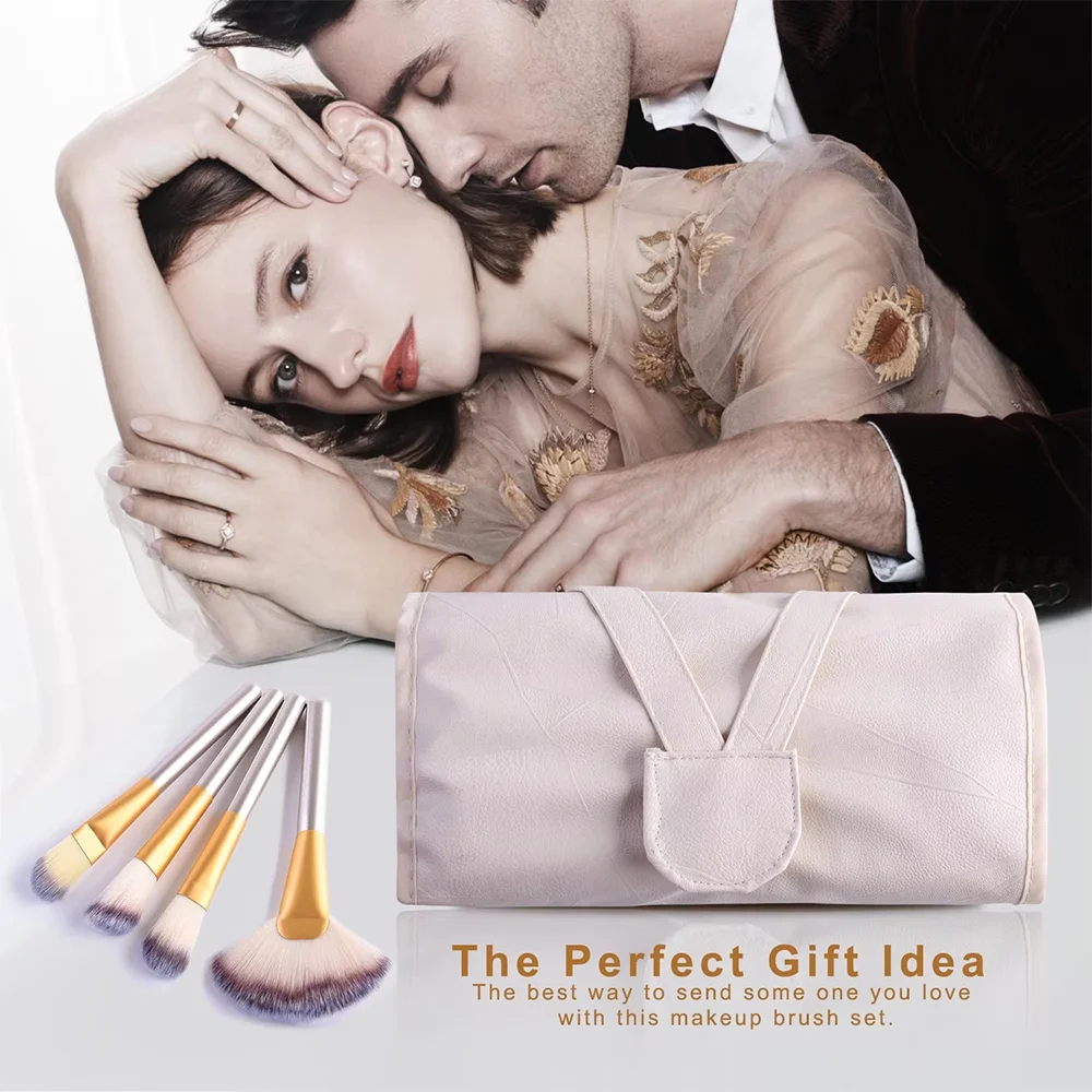 샴페인 24피스 메이크업 브러쉬 세트 프리미엄 합성 메이크업 브러쉬 파운데이션 아이섀도우 아이라이너 컨실러 여행용 가방 포함