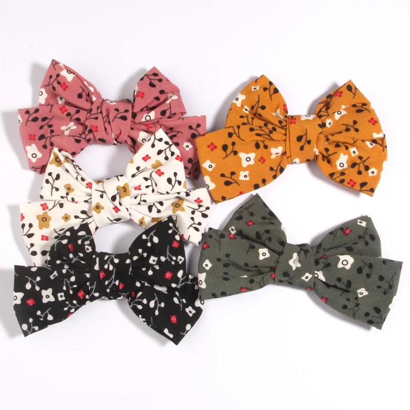

10Pcs 12cm Print Grosgrain Ribbon Hair Bows Clips Small Bows For Children Girls Headwear DIY Kids Hair Accessories Best Gift