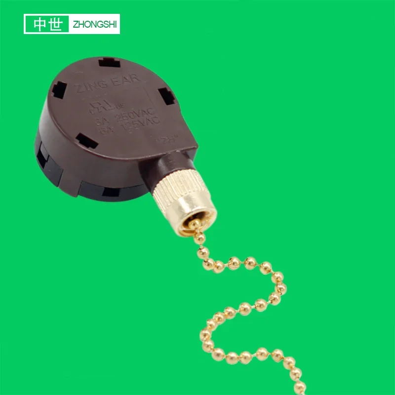 100%ZING EAR ZE-268S5 Wholesale 4 Speed 5wires Ceiling Fan Wall Lamp Cabinet Light Pull Chain Switch3A 6A 250VAC